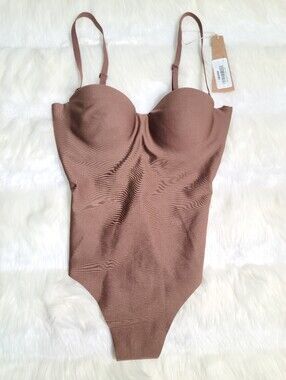 SKIMS Body Molded Underwire Bodysuit Brown Jasper XXS Women NEW
